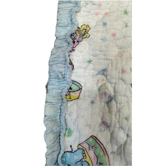 VTG Pastel Circus Theme Nursery Baby Blanket Quilt Crib Ruffle Bedding 30 X 40” - Picture 4 of 5